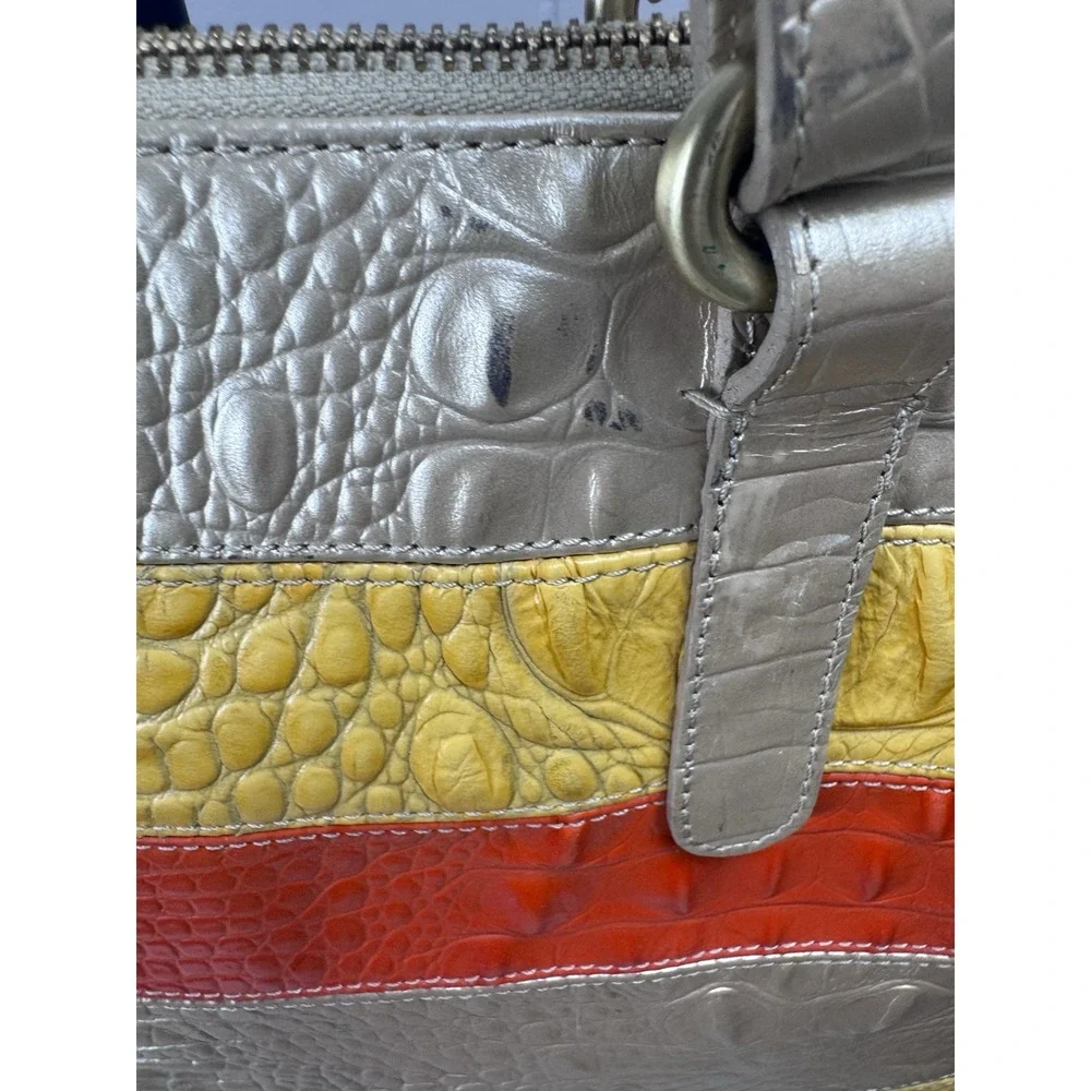 Brahmin Mandy Vineyard Fizz Tricolor Croc Embossed‎ Leather Tote handbag Rare
